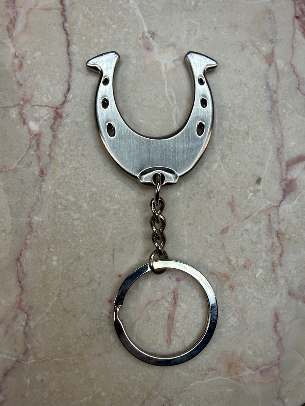 Unisex Black Metal Horseshoe Keychain